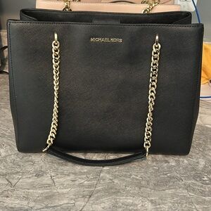 Michael Kors Black Tote with Gold Accents